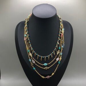 Curated bundle gold tone chain necklaces layered look RLR and More boho-trendy.